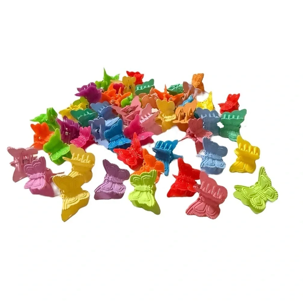 Set of 50 Mini Butterfly Hair Clips – Assorted Colors